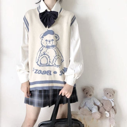 JK Cute Bear V-neck Sweater Vest BM042