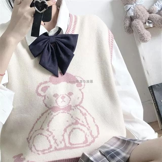 JK Cute Bear V-neck Sweater Vest BM042