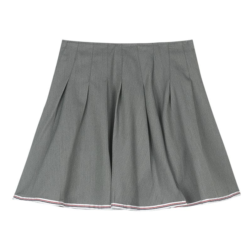 JK Tie T-Shirt Split Pleated Skirt Set - Skirt / S