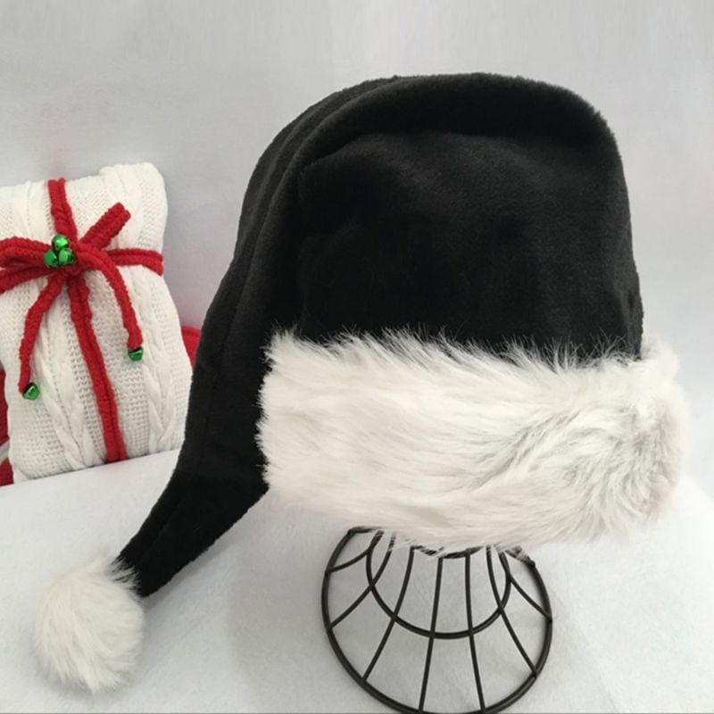 Kawaii Black Plush Long Christmas Santa Hat MK17076 - 75CM