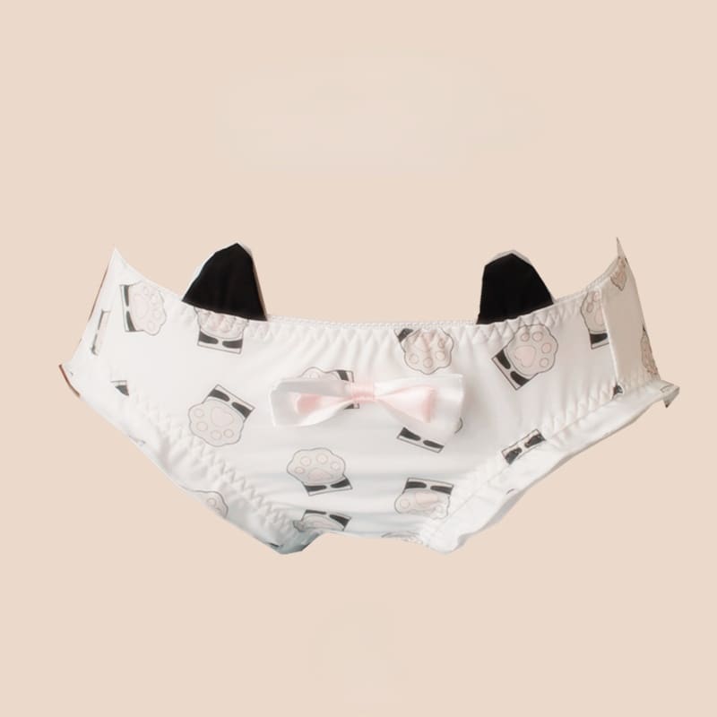 Kawaii Bowknot Cute Cat Paw Undies Panties MK16993