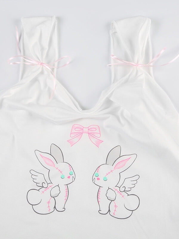 Kawaii Bunny Bow Camisole - short sleeve tops