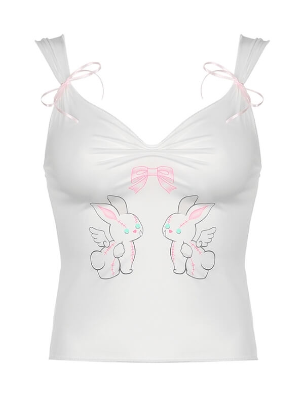 Kawaii Bunny Bow Camisole - short sleeve tops