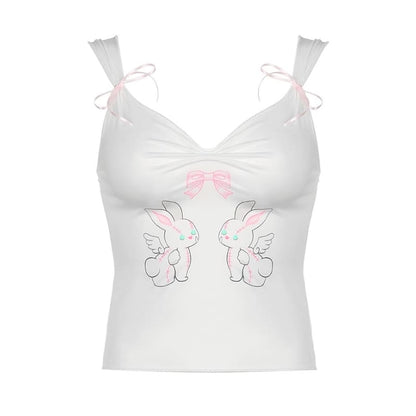 Kawaii Bunny Bow Camisole - short sleeve tops