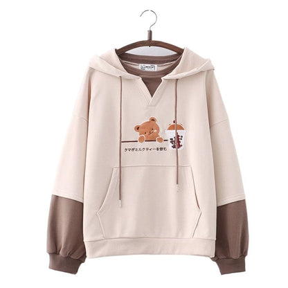 Kawaii Cute Bear Drink Boba Tea Sweatshirt Hoodie SUA04