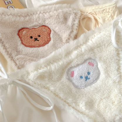 Kawaii Cute Bear Lace-up Fluffy Panties MK17616