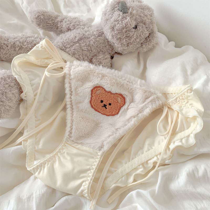 Kawaii Cute Bear Lace-up Fluffy Panties MK17616