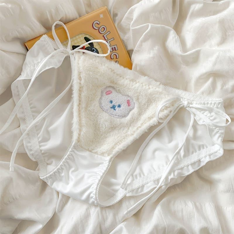 Kawaii Cute Bear Lace-up Fluffy Panties MK17616