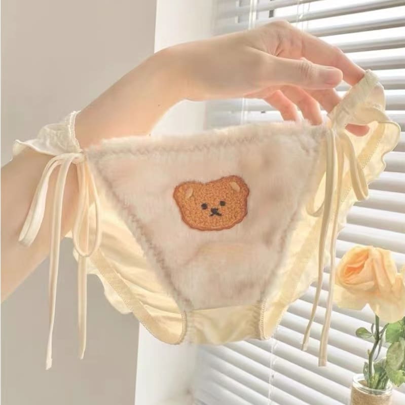 Kawaii Cute Bear Lace-up Fluffy Panties MK17616