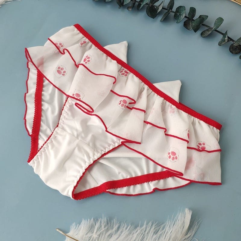 Kawaii Cute Cat Ear Undies Panties MK16977 - Red / M