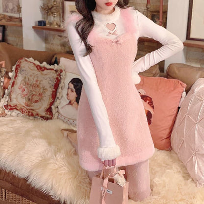 Kawaii Cute Heart Fluffy Suspender Dress MK16870