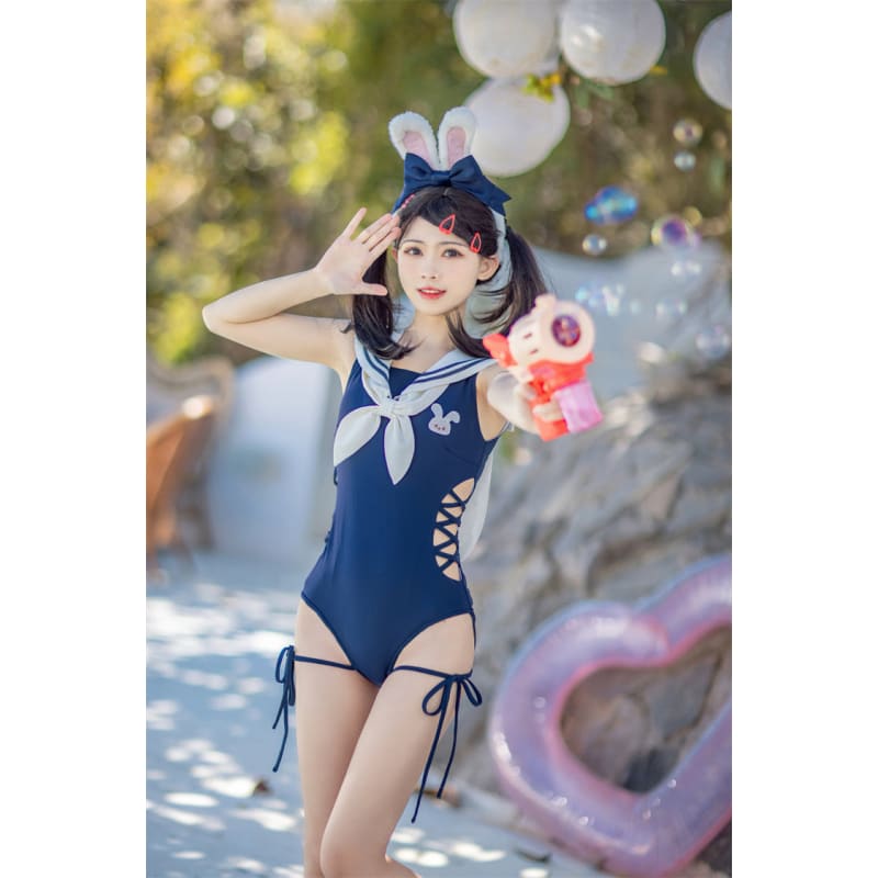 [Deposit/Reservation] Kawaii Cute Pink/Blue/Navy Bunny Swimsuit SP17559 - Harajuku Kawaii Fashion Anime Clothes Fashion Store - SpreePicky