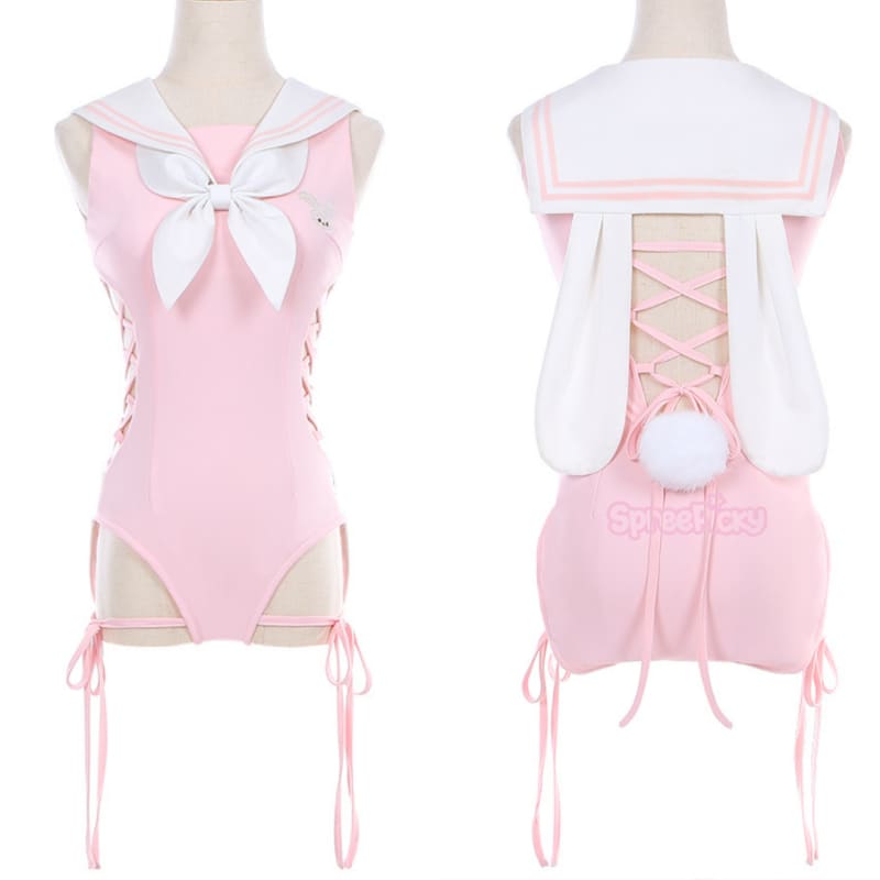 Kawaii Cute Pink/Blue/Navy Bunny Swimsuit MK17559