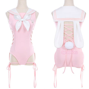 Kawaii Cute Pink/Blue/Navy Bunny Swimsuit MK17559 – KawaiiMoriStore