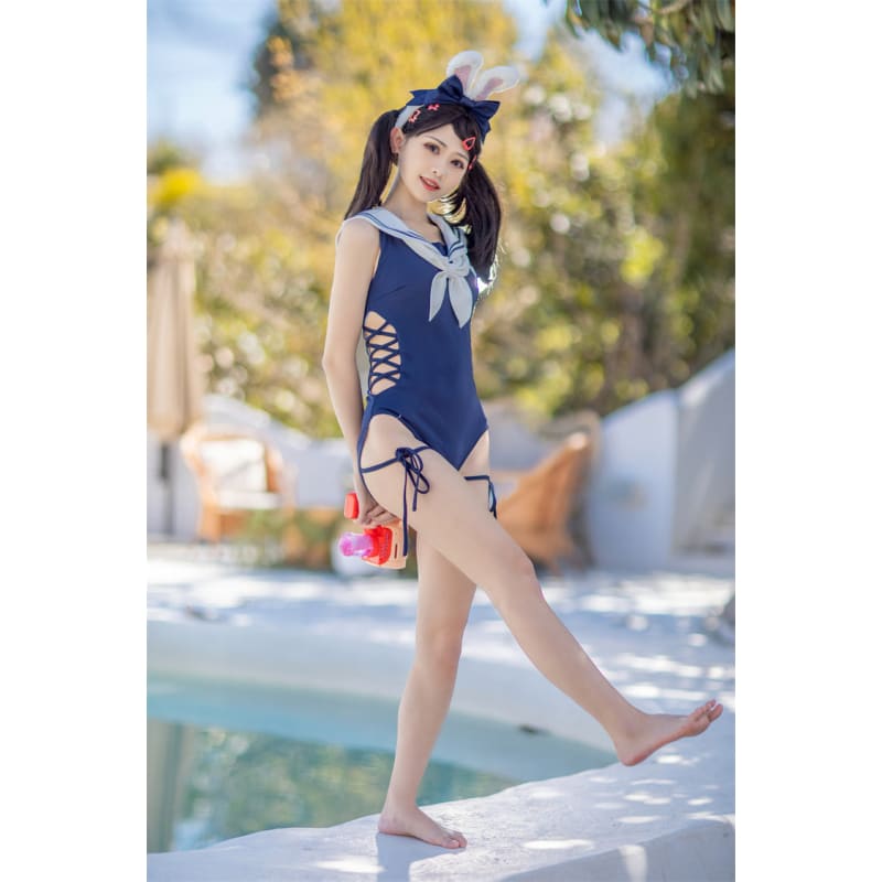 [Deposit/Reservation] Kawaii Cute Pink/Blue/Navy Bunny Swimsuit SP17559 - Harajuku Kawaii Fashion Anime Clothes Fashion Store - SpreePicky