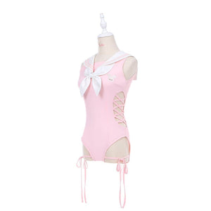 Kawaii Cute Pink/Blue/Navy Bunny Swimsuit MK17559 – KawaiiMoriStore