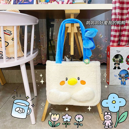 Kawaii Duck Plush Shoulder Bag - White