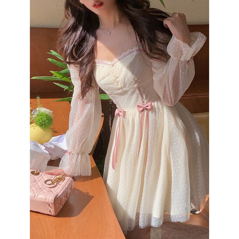 Kawaii Elegant Princess Sweet Dot Long Sleeve Vintage Fairy