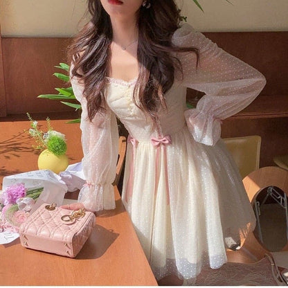 Kawaii Elegant Princess Sweet Dot Long Sleeve Vintage Fairy