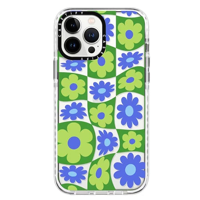 Kawaii Flower Checker iPhone Case - iPhone 11 / Green