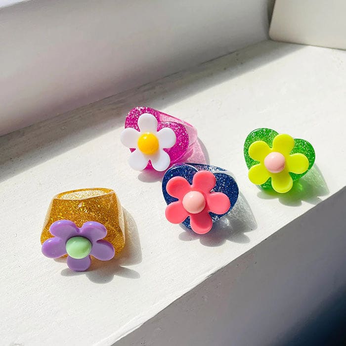 Kawaii Flower Chunky Rings - ring