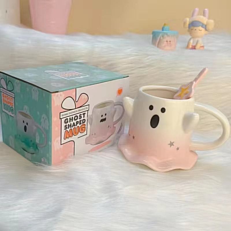 Kawaii Halloween Ghost Cup - Lovesickdoe - pink B / no spoon