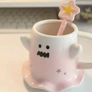 Kawaii Halloween Ghost Cup - Lovesickdoe - Pink / with spoon
