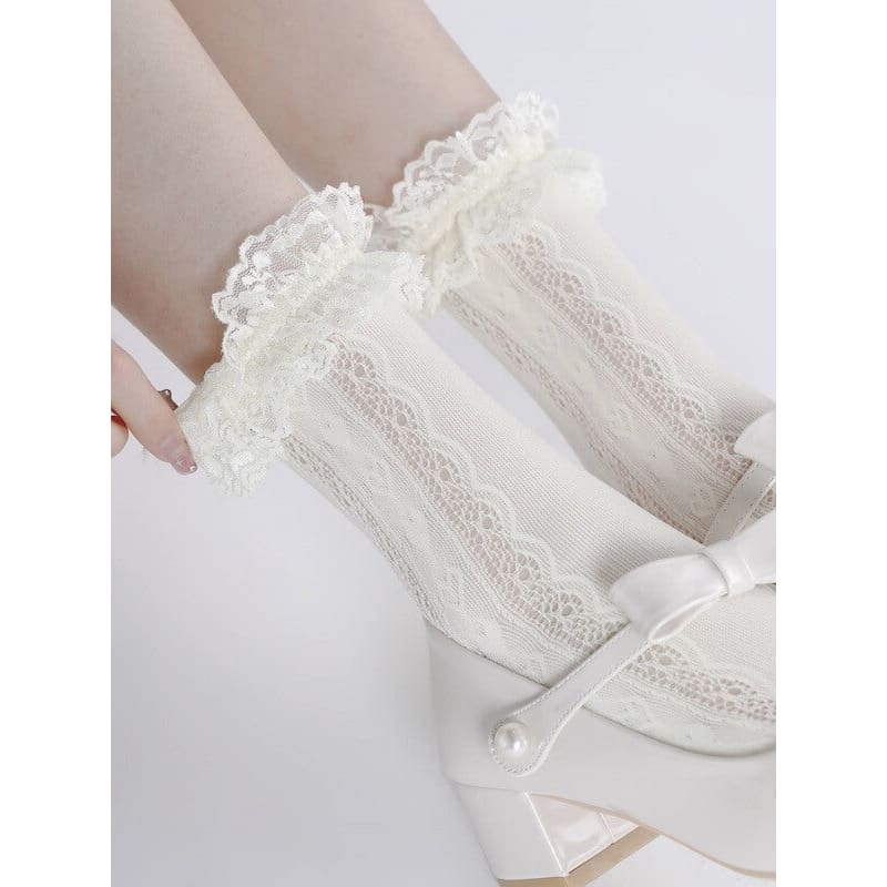 Kawaii Lolita Hearts Socks - Stockings