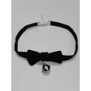 Kawaii Lolita Knot Bow Bell Choker - Black - Necklaces