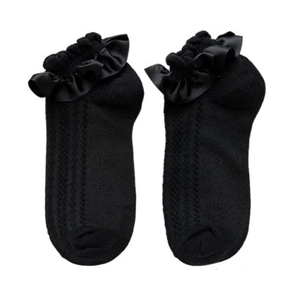 Kawaii Lolita Ruffle Socks - Black - Socks