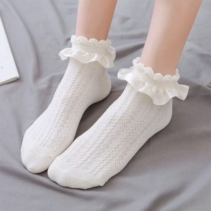 Kawaii Lolita Ruffle Socks - White - Socks