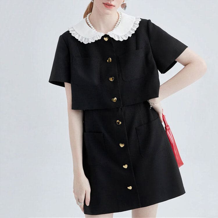 Kawaii Mini Black Dress - Dresses