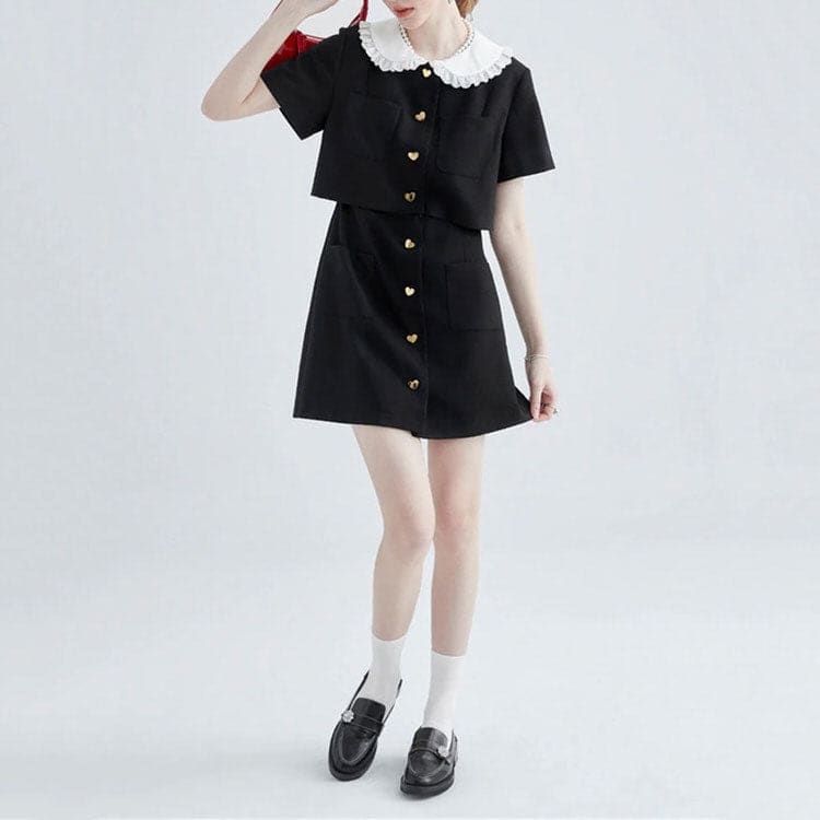 Kawaii Mini Black Dress - Dresses