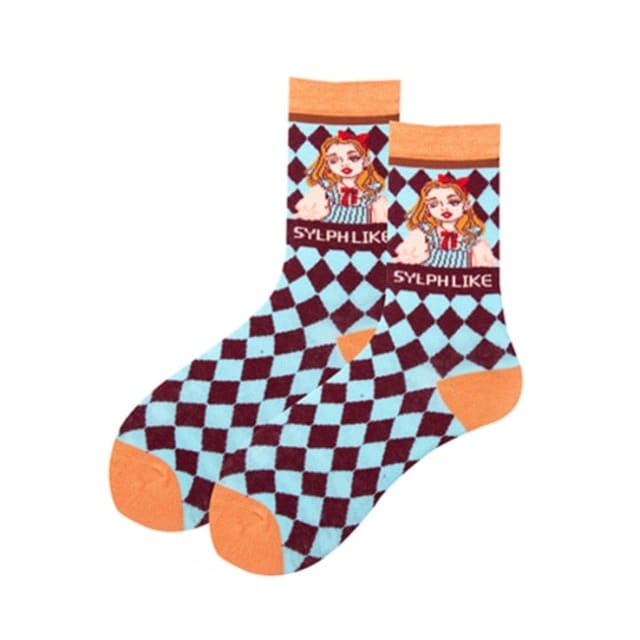 Kawaii Occident Fashion Colorful Print Socks MM2235