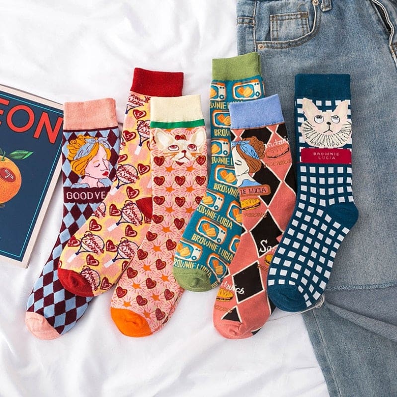 Kawaii Occident Fashion Colorful Print Socks MM2235