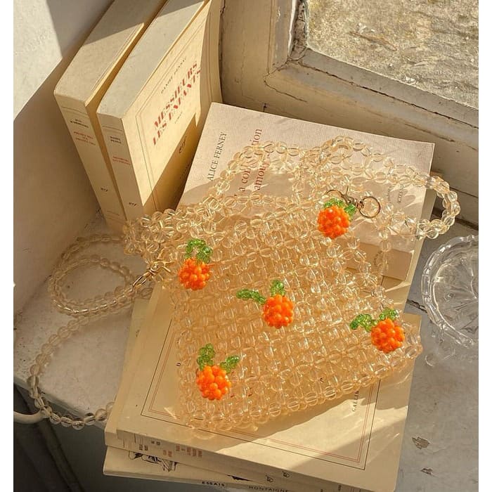 Kawaii Orange Beaded Handbag - Handbags