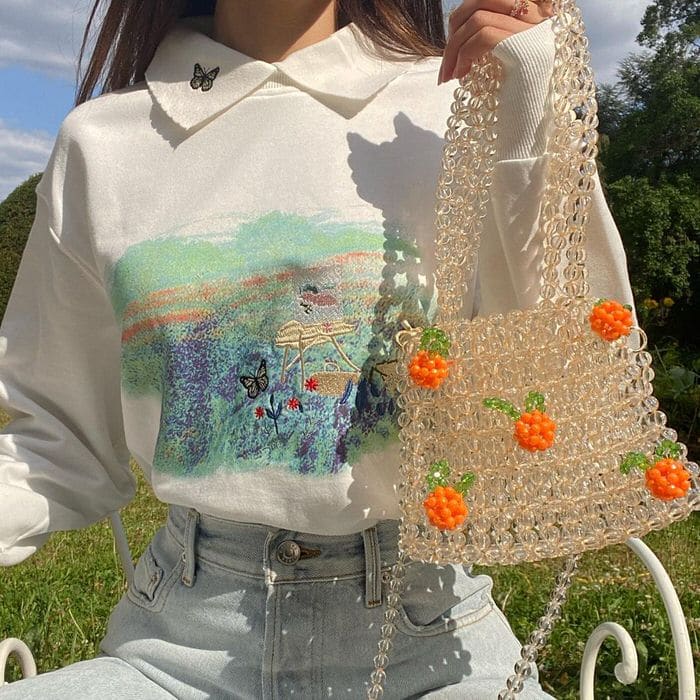 Kawaii Orange Beaded Handbag - Handbags