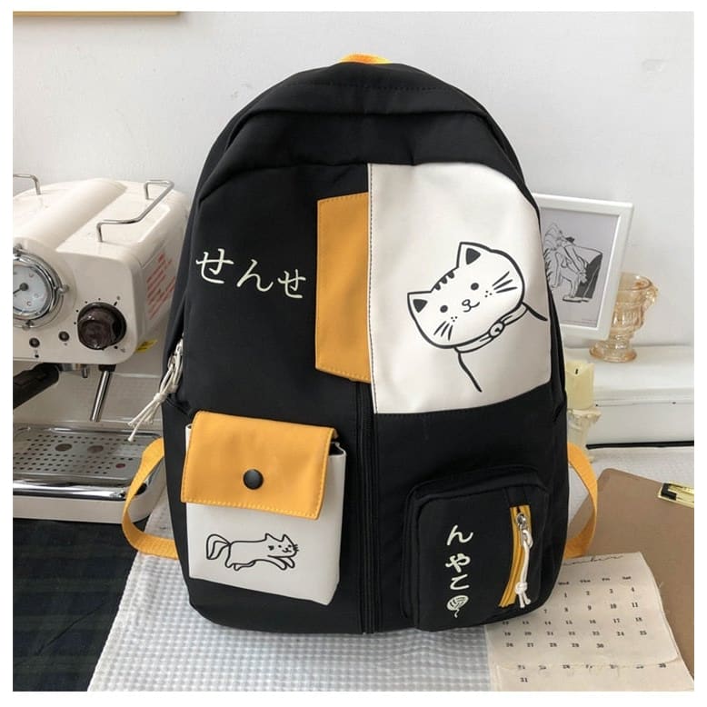 Kawaii Patchwork Large Capacity Waterproof Nylon Backpack