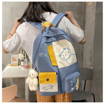 Kawaii Patchwork Large Capacity Waterproof Nylon Backpack