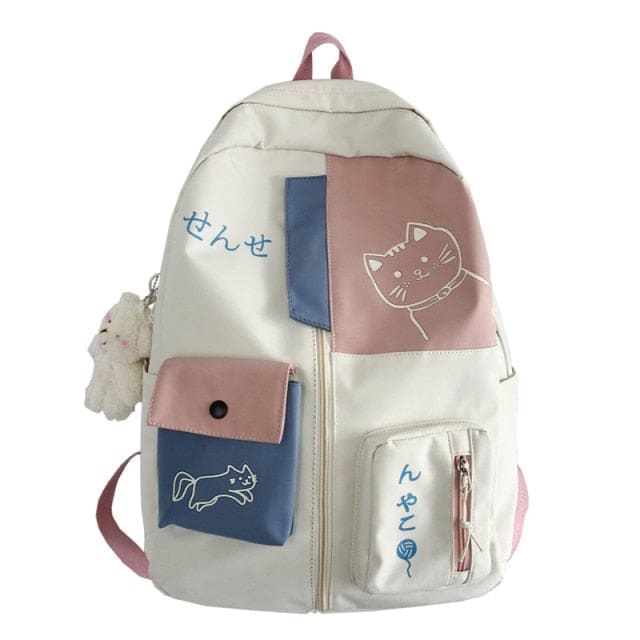 Kawaii Patchwork Large Capacity Waterproof Nylon Backpack