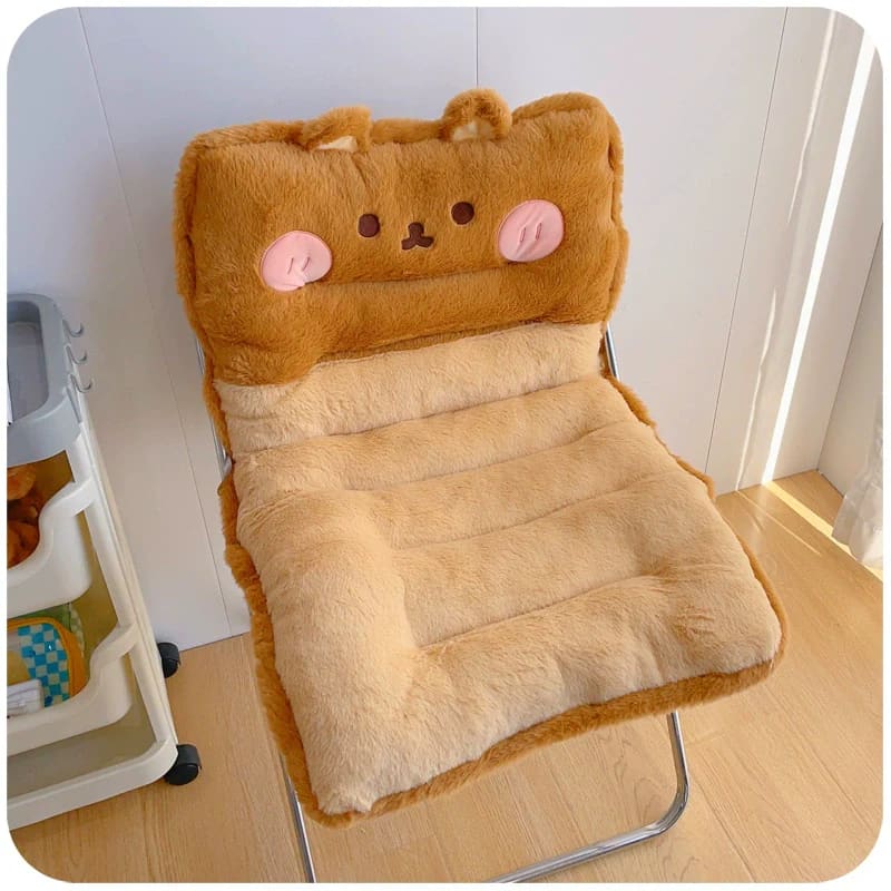 Kawaii Plush Chair Cushion - Lovesickdoe - 80×50cm / Brown