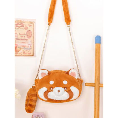 Kawaii Red Panda Plush Shoulder Bag - Brown