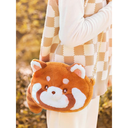 Kawaii Red Panda Plush Shoulder Bag - Brown