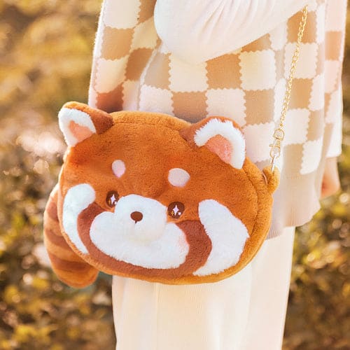 Kawaii Red Panda Plush Shoulder Bag - Brown
