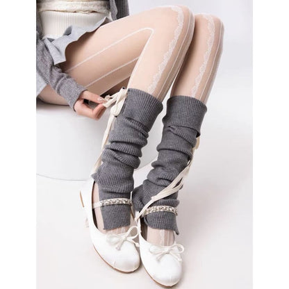 Kawaii Ribbon Ballet Leg Warmers - leg warmers