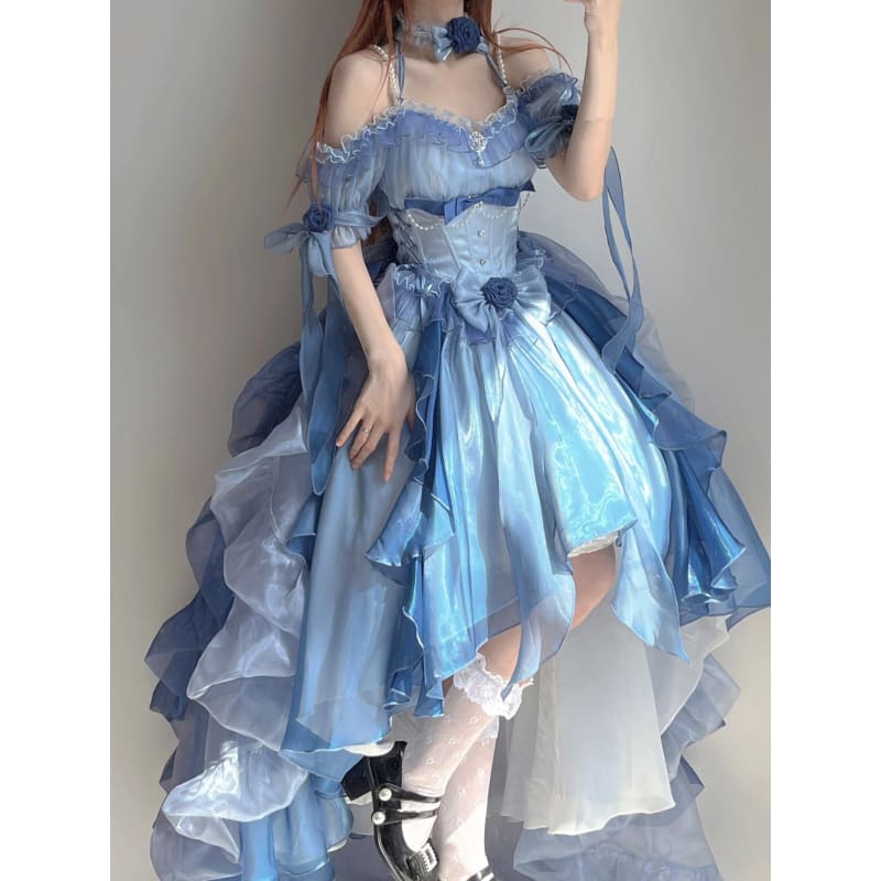 Kawaii Sea Blue Jellyfish Lovely Lolita Dress ON821 - dress