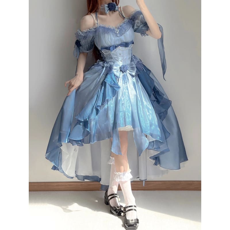 Kawaii Sea Blue Jellyfish Lovely Lolita Dress ON821 - dress