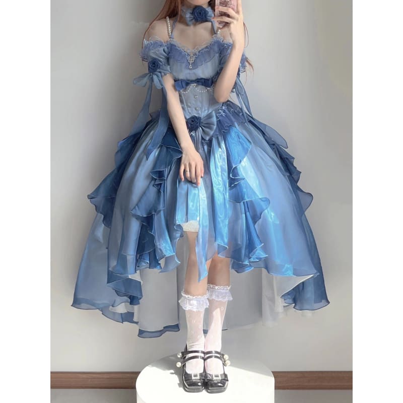 Kawaii Sea Blue Jellyfish Lovely Lolita Dress ON821 - dress