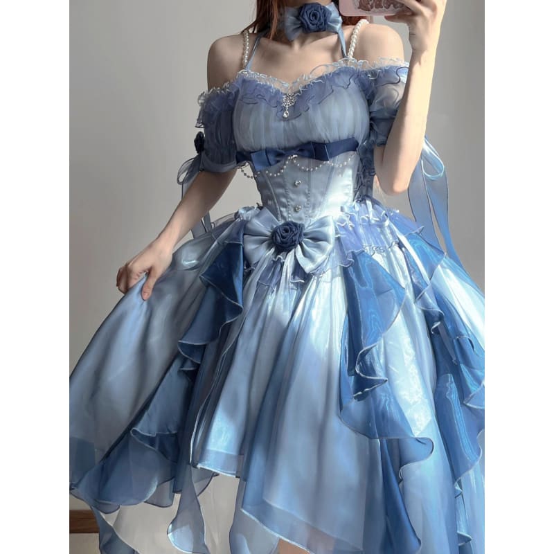 Kawaii Sea Blue Jellyfish Lovely Lolita Dress ON821 - dress