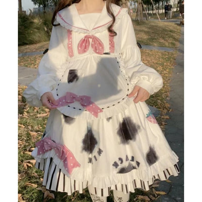 Kawaii Strawberry Cow Op Sweet Lolita Dress MM2293